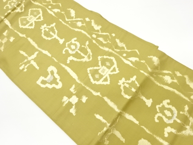 縞に変わり花・抽象模様織出し名古屋帯